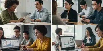 Adults engaging in online and in-person learning, reflecting 2025 education trends