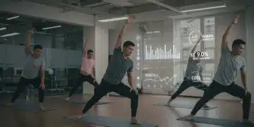 Employees participating in a modern corporate wellness program, symbolizing health and cost savings in employer benefits.