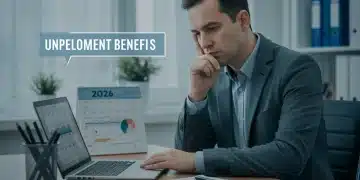 Job seeker researching unemployment benefits in 2026 on a laptop