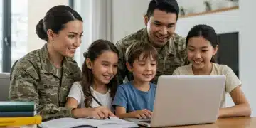 Military family planning education benefits on laptop