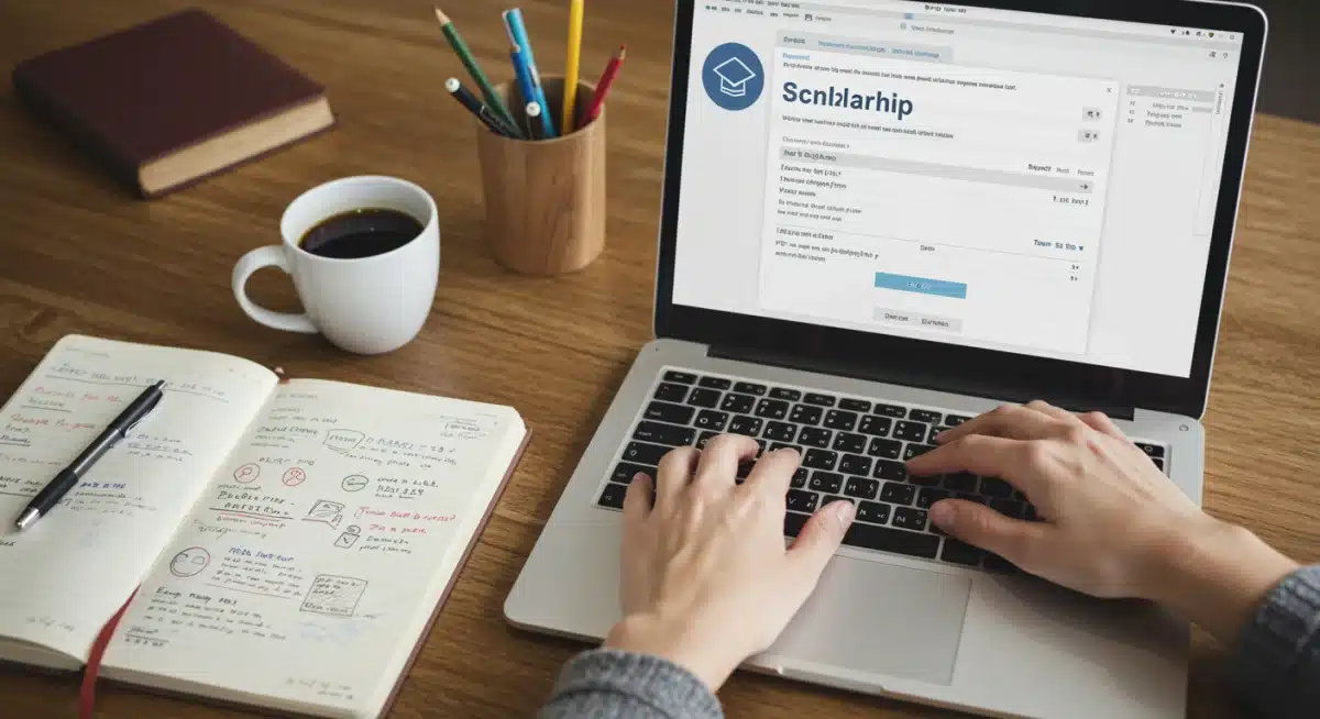 Student writing scholarship application essays