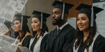 Graduates celebrating with financial documents, symbolizing student loan forgiveness in 2025
