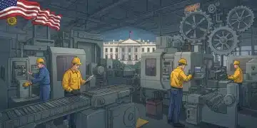 White House initiative boosting US manufacturing, modern factory scene