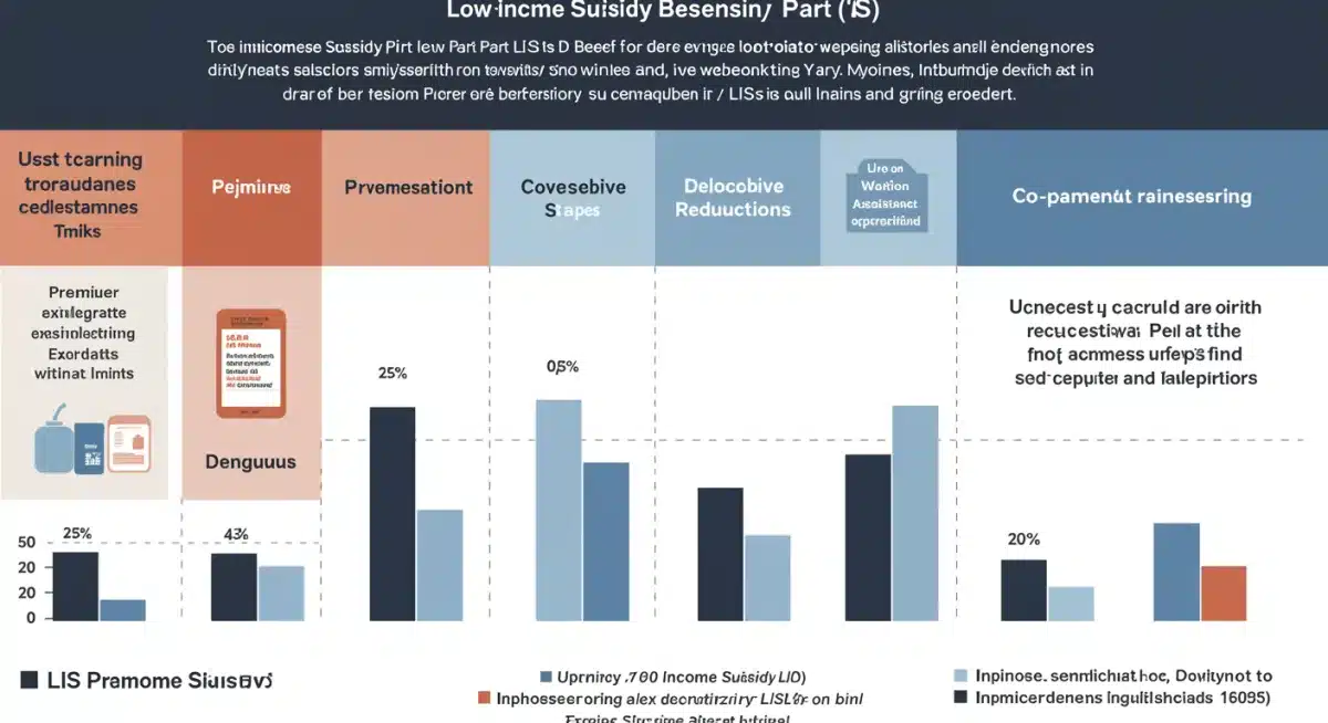 Infographic detailing Medicare Part D LIS benefit tiers and cost reductions