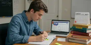 High school student diligently studying for 2026 SAT ACT exams