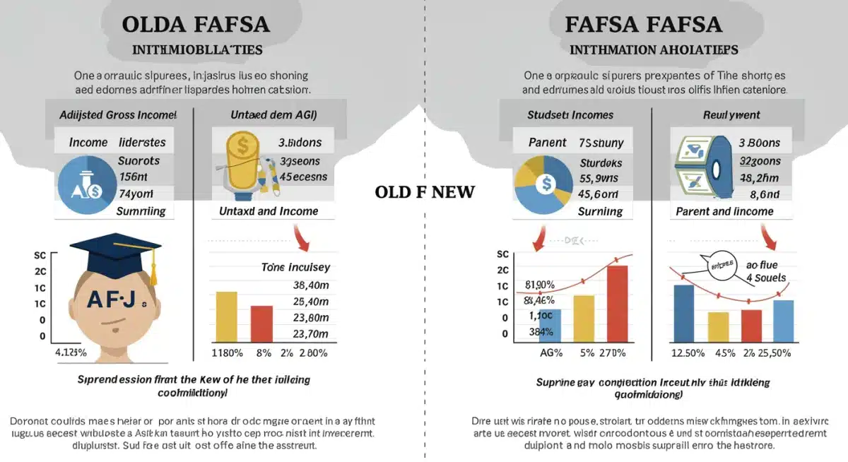 Infographic comparing old and new FAFSA calculation methods