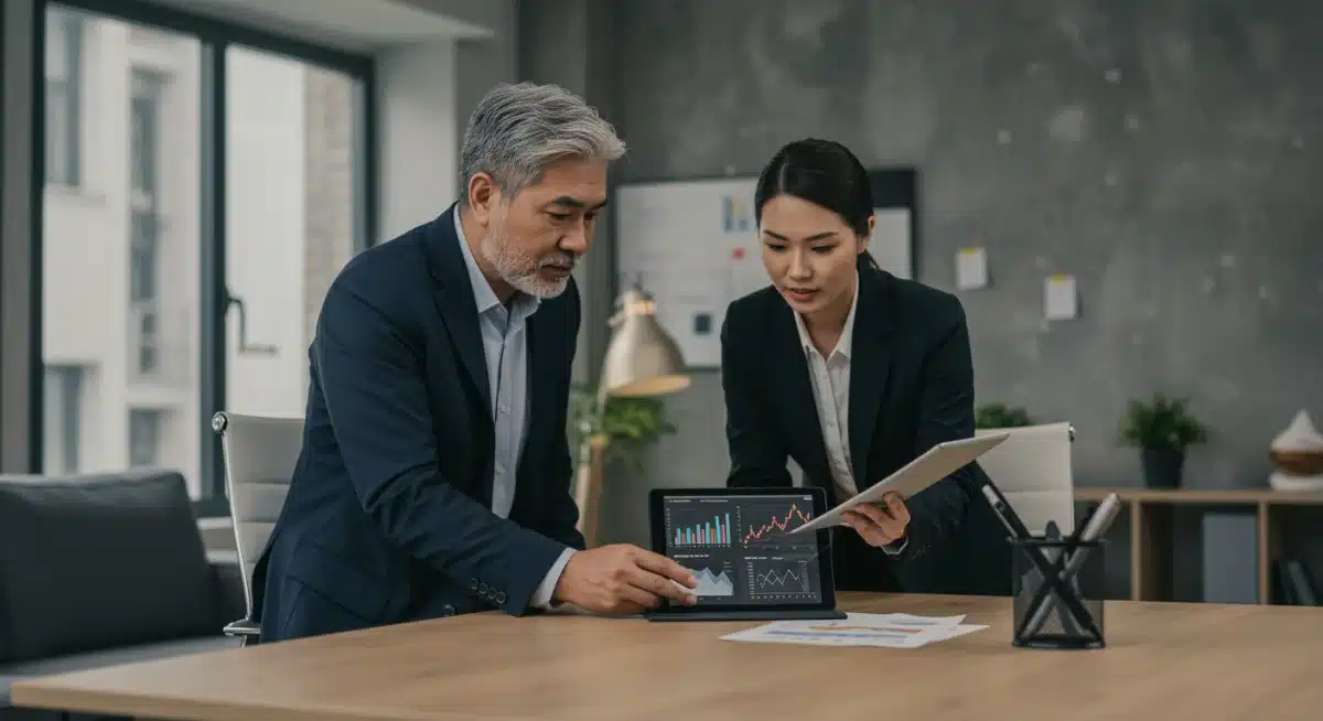 Financial advisor counseling a client on retirement planning and inflation strategies.