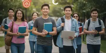 Students walking on campus, symbolizing federal student loan forgiveness hope.