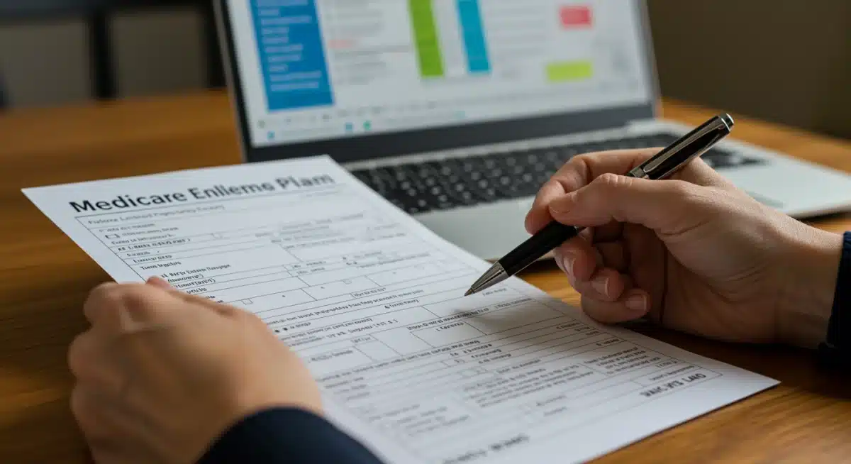 Detailed review of Medicare enrollment forms and plan options.