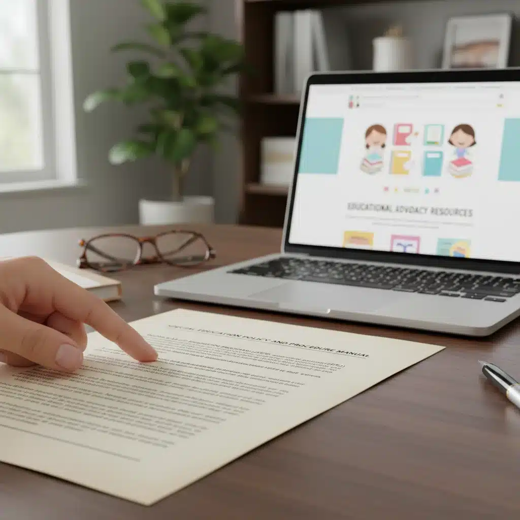Hand pointing to text on an IEP document, symbolizing legal aspects of special education guidelines.