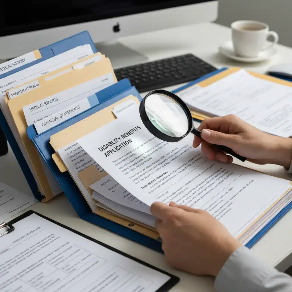 Organized medical records and forms for disability claim submission