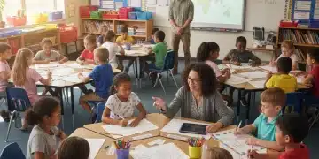 Students learning in a classroom, preparing for national assessments