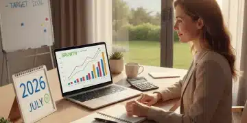 Individual analyzing financial data for 2026 early retirement planning with a laptop and calculator.