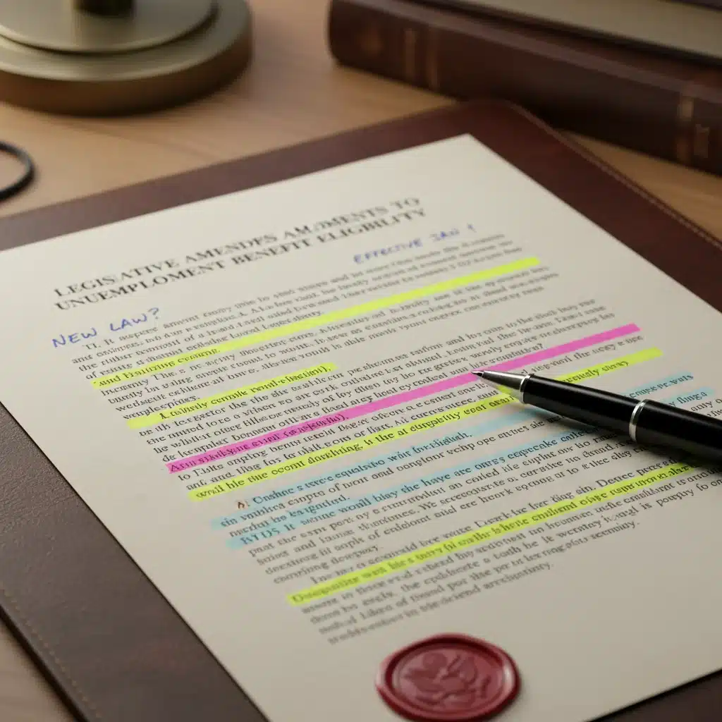 Detailed legal document outlining new unemployment eligibility requirements.