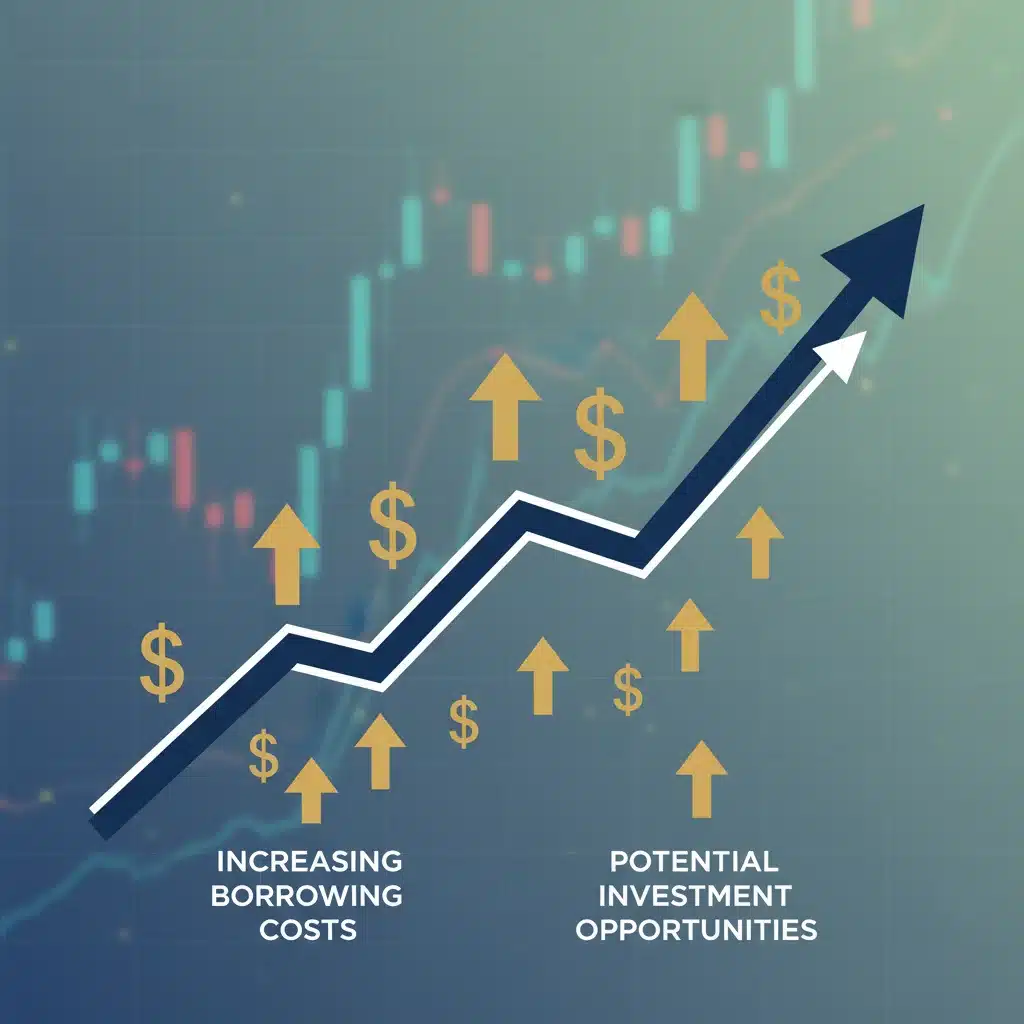 Graph showing rising interest rates impacting investment returns.