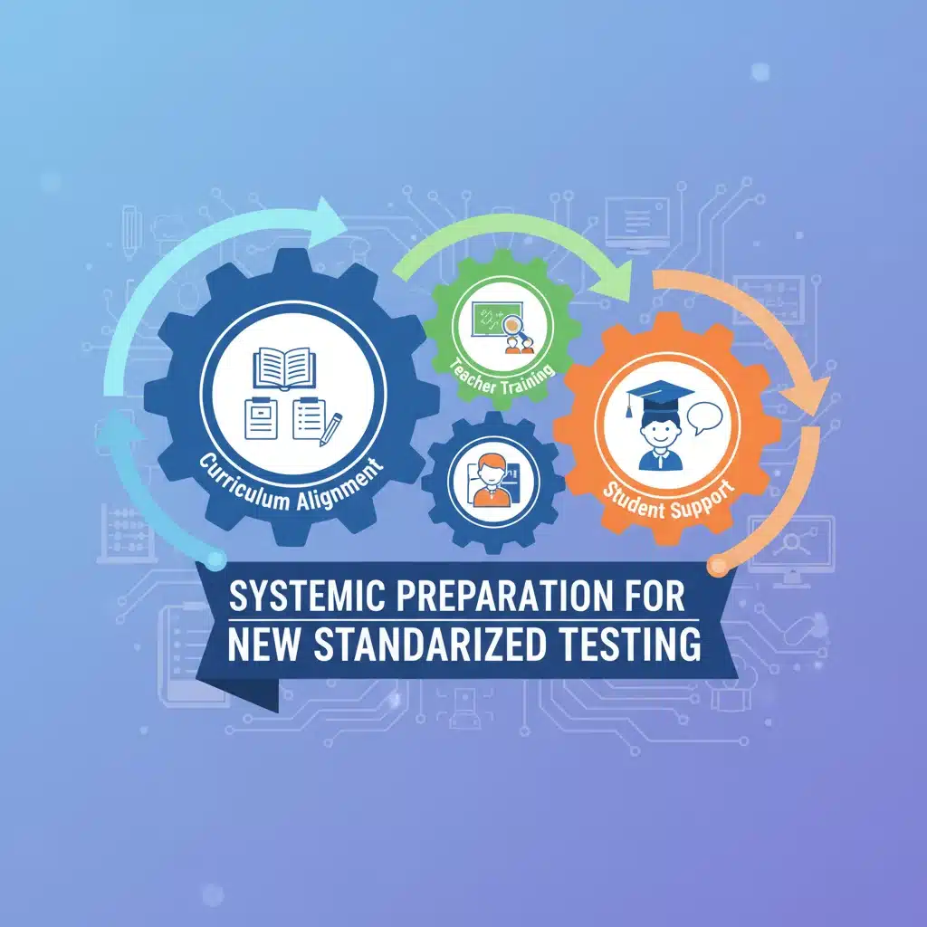 Systemic preparation for new standardized testing, including curriculum and teacher training